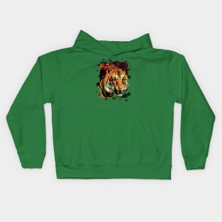 Bengal Tiger Vector With Circle Edge Cut Out Kids Hoodie